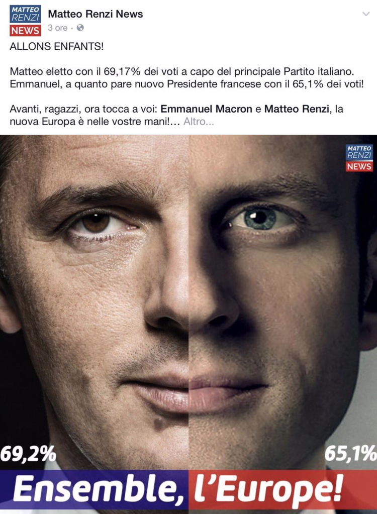 post Facebook Macron e Renzi